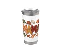 Fall Mama Patchwork Style Hojas de otoño Calabaza Vaso térmico de acero inoxidable de doble pared