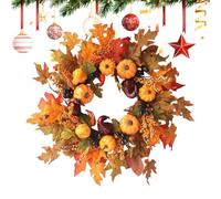 Fall Maple Leaf Wreath For Front Door | 50cm Artificial Autumn - Fall Harvest Wreath with Realistic Leaves, Perfect | For Home, Porch, and Thanksgiving Decor