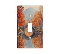 Fall Mountain Nature - Cubierta decorativa para interruptor de 1 banda, interruptor individual, cubierta de placa de pared para barco, puente de otoño, tamaño estándar, placa frontal eléctrica