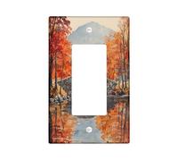 Fall Mountain Nature - Cubierta decorativa para interruptor de 1 banda, puente de otoño, barco, cubierta de pared, tamaño estándar, placa frontal eléctrica escénica para decoración de dormitorio y
