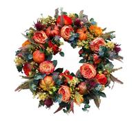 Fall Peony and Pumpkin Wreath - Year Round Wreath, Autumn Front Door Decor, Farmhouse Front Door Decor with Maple Leaves and Berries(1pcs)