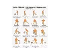 Fall Prevention Balance Training Elderly Exercises Printable Home Fitness Poster for Seniors(Unframed,12X18inch(30X45cm))