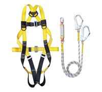 Fall Protection Safety Harness 5 Point - Polyester & Metal 500x5x5cm Full Body - Outdoor Tree Climbing Gear With 300cm Rope & Steel Buckles - Lanyard Included