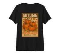 Fall Pumpkin and Spice Vintage Poster Style Autumn Humor Art Camiseta Premium