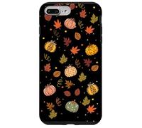 Fall Pumpkin - Autumn Leaves & Gingham Pumpkin Cozy Seasonal Carcasa para iPhone 7 Plus/8 Plus