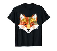 Fall Pumpkin Fox Autumn Harvest Patchwork Quilt Halloween Camiseta