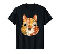 Fall Pumpkin Patchwork Quilt Squirrel Autumn Camiseta