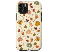 Fall Pumpkin Spice - Autumn Coffee & Leaves Pattern Carcasa para iPhone 11 Pro
