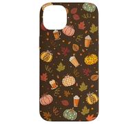 Fall Pumpkin Spice - Autumn Coffee & Leaves Pattern Carcasa para iPhone 14 Plus