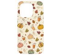 Fall Pumpkin Spice - Autumn Coffee & Leaves Pattern Carcasa para iPhone 15 Pro