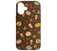 Fall Pumpkin Spice - Autumn Coffee & Leaves Pattern Carcasa para iPhone 16