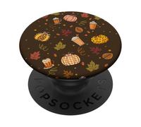 Fall Pumpkin Spice - Autumn Coffee & Leaves Pattern PopSockets PopGrip Adhesivo