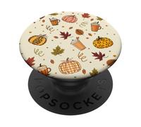 Fall Pumpkin Spice - Autumn Coffee & Leaves Pattern PopSockets PopGrip Adhesivo