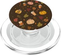 Fall Pumpkin Spice - Autumn Coffee & Leaves Pattern PopSockets PopGrip para MagSafe
