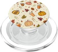 Fall Pumpkin Spice - Autumn Coffee & Leaves Pattern PopSockets PopGrip para MagSafe