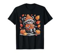 Fall Raccoon Halloween Pumpkin Cozy Autumn Harvest Camiseta
