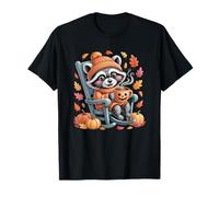 Fall Raccoon Halloween Pumpkin Cozy Autumn Harvest Camiseta