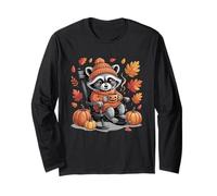Fall Raccoon Halloween Pumpkin Cozy Autumn Harvest Manga Larga