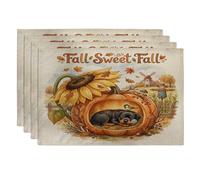 Fall Rottweilers - Juego de 4 manteles individuales para perro, 12 x 18 pulgadas, diseño de calabaza, girasol, 4 piezas para comedor, granja, vacaciones, hogar, cocina