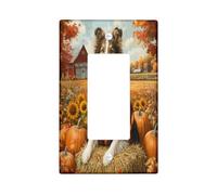 Fall Rough Collie Dog - Placa decorativa para interruptor de luz, 1 banda, balancín individual, placa frontal eléctrica de calabaza de granja otoñal para cocina, baño, decoración de cubierta de