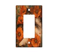 Fall Rough Collie Dog - Placa decorativa para interruptor de luz, 1 banda, basculante individual, divertida placa frontal eléctrica de flores de amapola otoñal para cocina, baño, decoración de