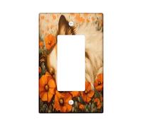 Fall Rough Collie Dog - Placa decorativa para interruptor de luz, 1 banda, basculante individual, divertida placa frontal eléctrica de flores de amapola otoñal para cocina, baño, decoración de