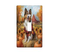Fall Rough Collie Dog - Placa decorativa para interruptor de luz, 1 banda, palanca única, placa frontal eléctrica de calabaza para cocina, baño, decoración de cubierta de interruptor de cachorro