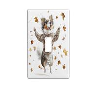 Fall Rough Collie Dog - Placa decorativa para interruptor de luz, 1 interruptor, diseño de hojas de arce otoñales, placa frontal eléctrica para habitación, divertida y linda placa de interruptor para