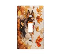 Fall Rough Collie Dog - Placa decorativa para interruptor de luz, placa de pared con 1 palanca única, placa frontal eléctrica de hoja de arce de lujo otoñal para cocina, baño, decoración de cubierta