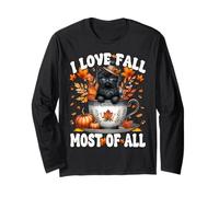 Fall Saying For Black Cat Lover I Love Fall Most of All Manga Larga