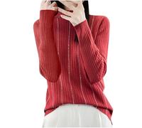 Fall Sweater Long Sleeve Stand Collar Solid Color Comfy Loose Tunic Tops Cute Holiday Outdoor Vacation Casual Outfits