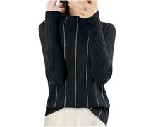 Fall Sweater Long Sleeve Stand Collar Solid Color Comfy Loose Tunic Tops Cute Holiday Outdoor Vacation Casual Outfits