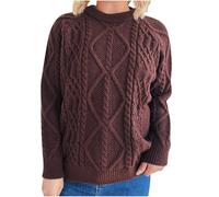 Fall Sweater Pullover for Women Cable Knit Crewneck Long Sleeve Sweater Soft Comfortable Oversized Pullover Tops