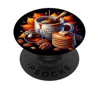 Fall Sweet Fall Coffee Mug with Walnuts Pancakes Cute Autumn PopSockets PopGrip Adhesivo