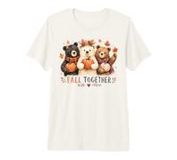 Fall Together Lindos Bears Pumpkin Autumn Woodland Family Camiseta Premium