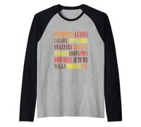 Fall Vibes Word Art Cozy Autumn Leaves Pumpkins Sidra tee Camiseta Manga Raglan