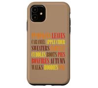 Fall Vibes Word Art Cozy Autumn Leaves Pumpkins Sidra tee Carcasa para iPhone 11