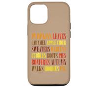 Fall Vibes Word Art Cozy Autumn Leaves Pumpkins Sidra tee Carcasa para iPhone 12/12 Pro