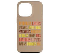 Fall Vibes Word Art Cozy Autumn Leaves Pumpkins Sidra tee Carcasa para iPhone 13 Pro