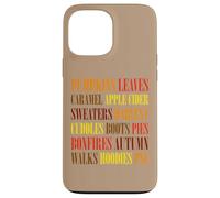 Fall Vibes Word Art Cozy Autumn Leaves Pumpkins Sidra tee Carcasa para iPhone 13 Pro MAX