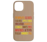 Fall Vibes Word Art Cozy Autumn Leaves Pumpkins Sidra tee Carcasa para iPhone 14