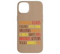 Fall Vibes Word Art Cozy Autumn Leaves Pumpkins Sidra tee Carcasa para iPhone 14 Plus
