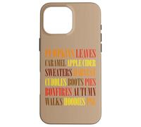 Fall Vibes Word Art Cozy Autumn Leaves Pumpkins Sidra tee Carcasa para iPhone 16 Pro MAX