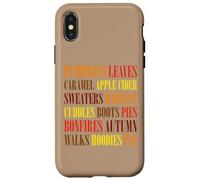 Fall Vibes Word Art Cozy Autumn Leaves Pumpkins Sidra tee Carcasa para iPhone X/XS