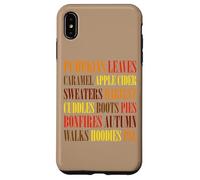 Fall Vibes Word Art Cozy Autumn Leaves Pumpkins Sidra tee Carcasa para iPhone XS MAX