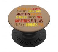 Fall Vibes Word Art Cozy Autumn Leaves Pumpkins Sidra tee PopSockets PopGrip Adhesivo