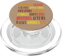 Fall Vibes Word Art Cozy Autumn Leaves Pumpkins Sidra tee PopSockets PopGrip para MagSafe