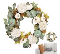 Fall Wreath - 18 Inch Artificial Garland Maple Leaves Pumpkins Flowers for Front Door, Thanksgiving Halloween Harvest Holiday Accent with Seasonal Decor, Farmhouse Porch Outdoor Indoor Wall Decoration