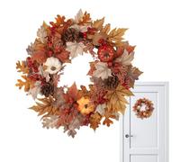 Fall Wreath - Artificial, 19.69 In, Autumn Wreath, Decorative Ornament | Hook-Equipped Indoor Outdoor, Seasonal Front Door Decor, For Homes, Hotels, Schools, Apartments, Porches