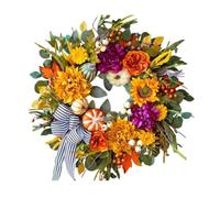 Fall Wreath Artificial Farmhouse Home Decor Deliverin with Pumpkins Flowers